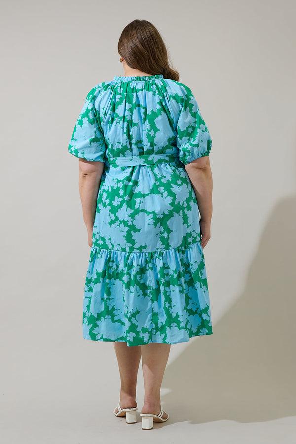 Sugarlips Riona Floral Wynette Tiered Midi Dress Curve