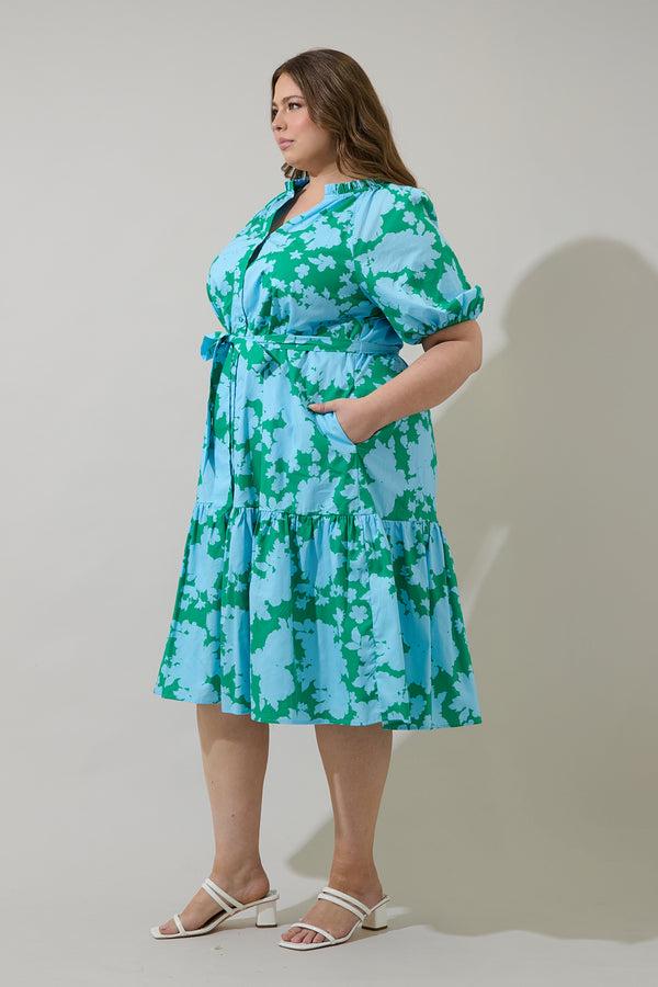 Sugarlips Riona Floral Wynette Tiered Midi Dress Curve