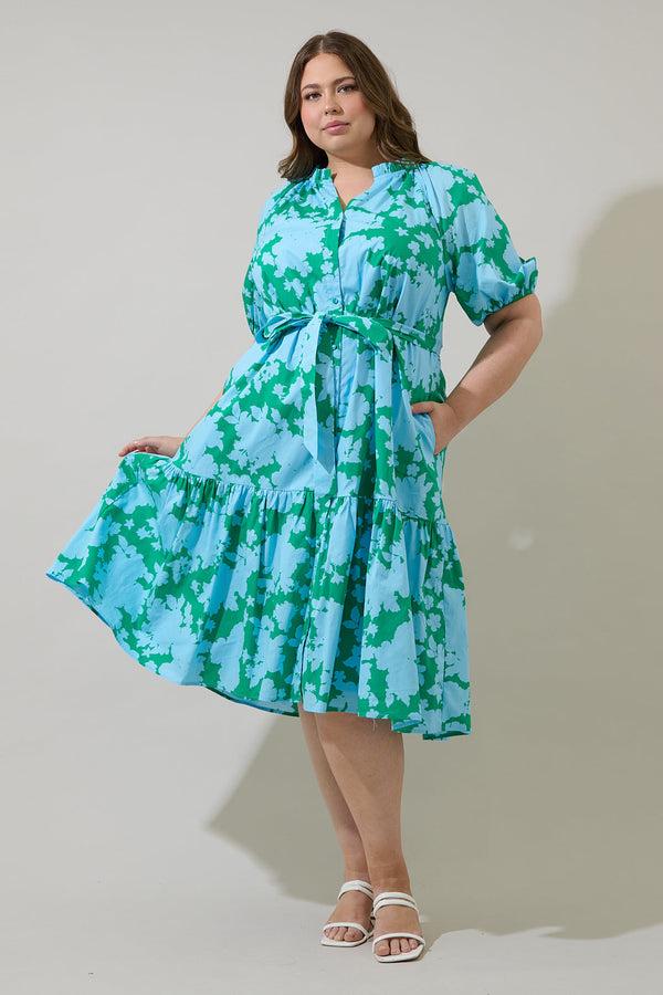 sugarlips Riona Floral Wynette Tiered Midi Dress Curve