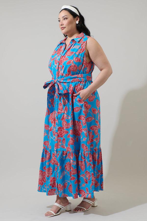 Sugarlips Ripon Floral Cileah Collared Maxi Dress Curve