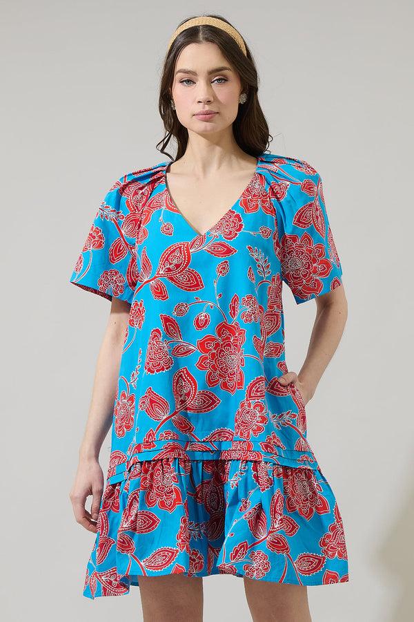 Sugarlips Ripon Floral Seruma Drop Waist Shift Dress