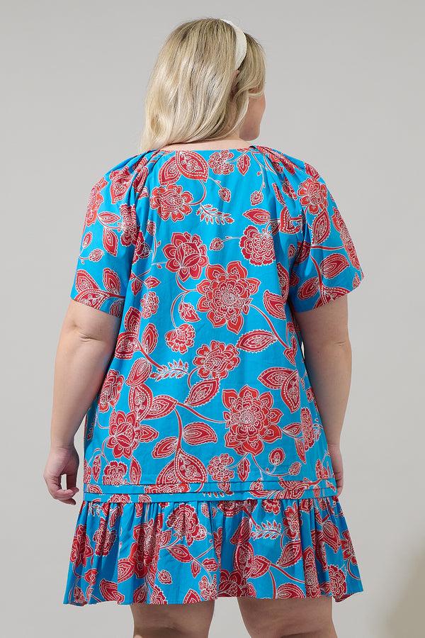 Sugarlips Ripon Floral Seruma Drop Waist Shift Dress Curve