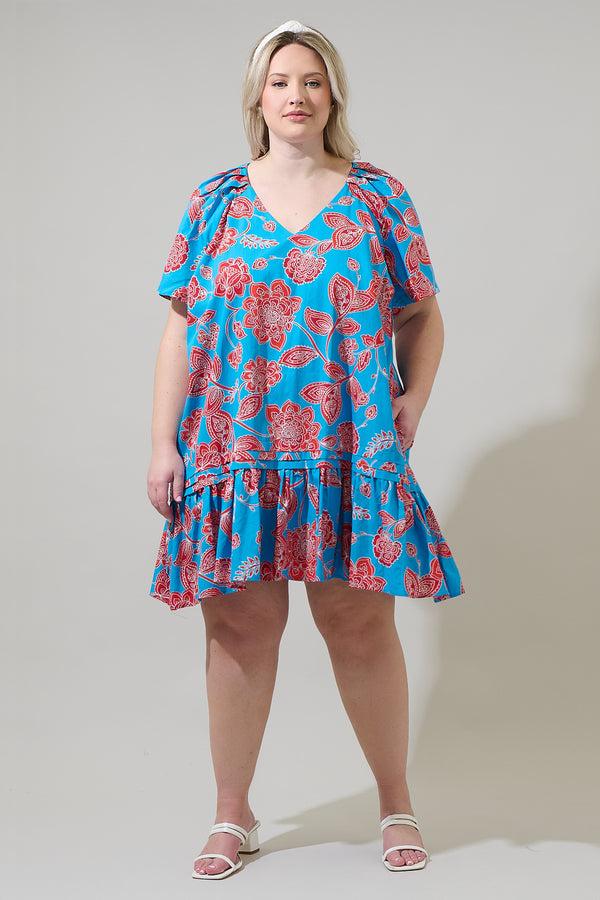 Sugarlips Ripon Floral Seruma Drop Waist Shift Dress Curve