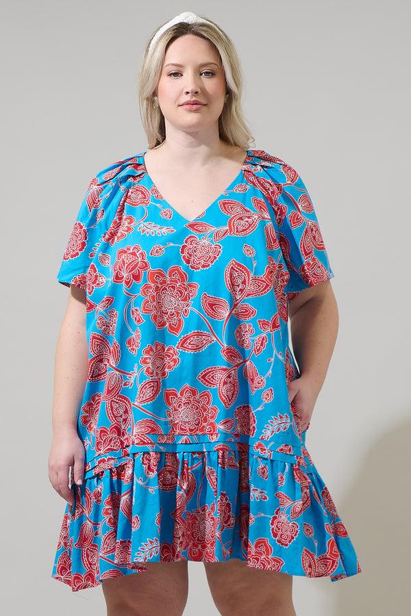 sugarlips Ripon Floral Seruma Drop Waist Shift Dress Curve