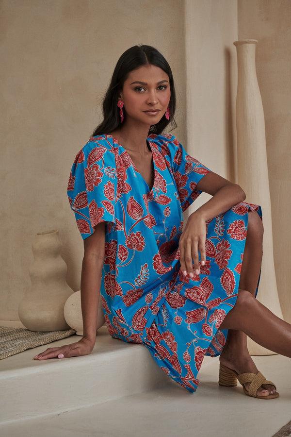 sugarlips Ripon Floral Seruma Drop Waist Shift Dress