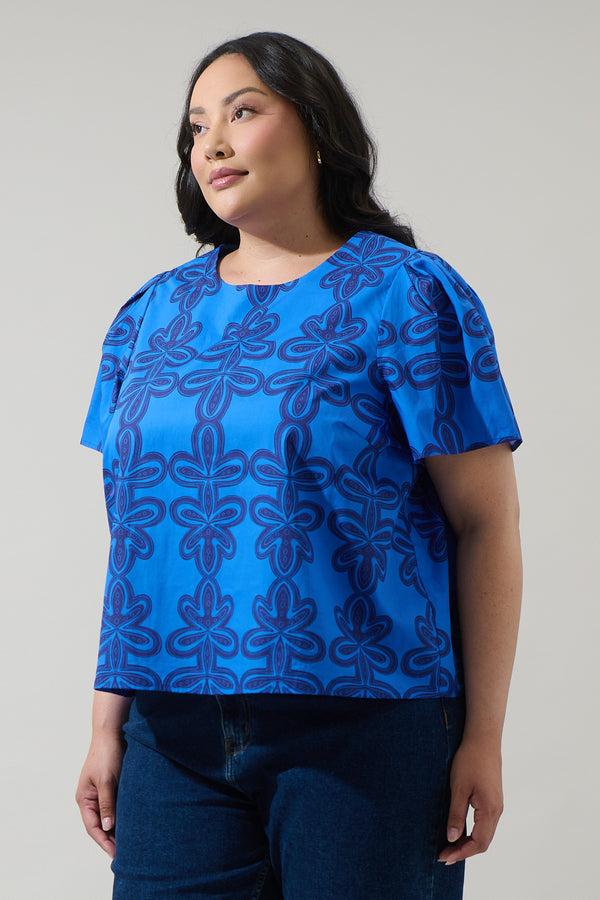 Sugarlips Romery Abstract Tilma Short Sleeve Top Curve