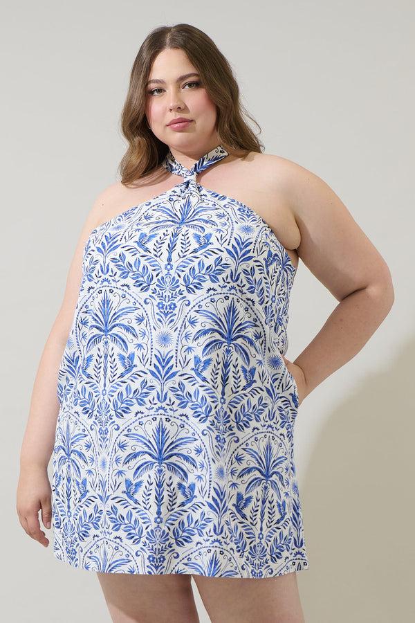 sugarlips Romina Tropical Amory Halter Mini Dress Curve