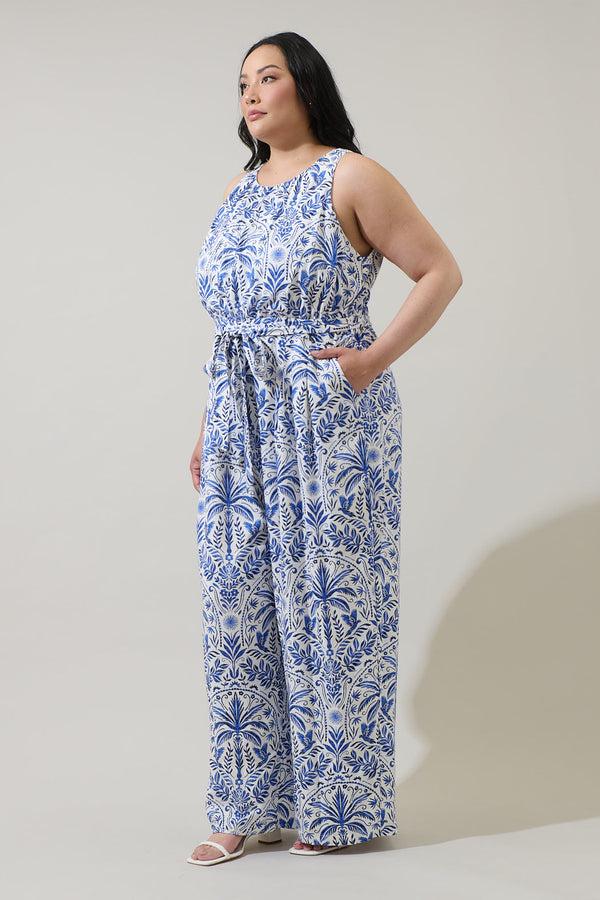 Sugarlips Romina Tropical Jora Sleeveless Jumpsuit Curve