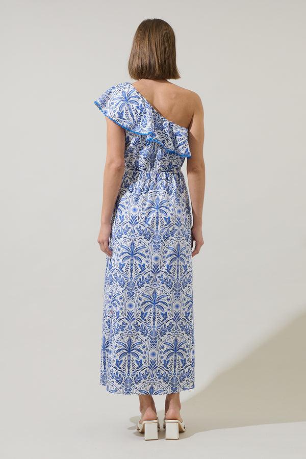 Sugarlips Romina Tropical Suraya One Shoulder Midi Dress