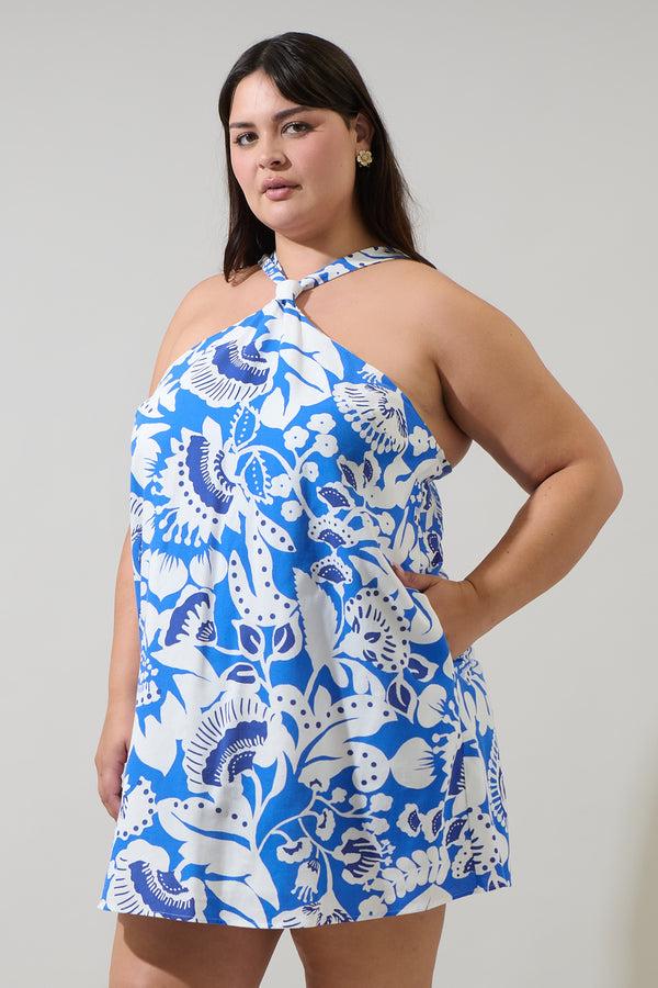 Sugarlips Ronan Floral Amory Halter Mini Dress Curve
