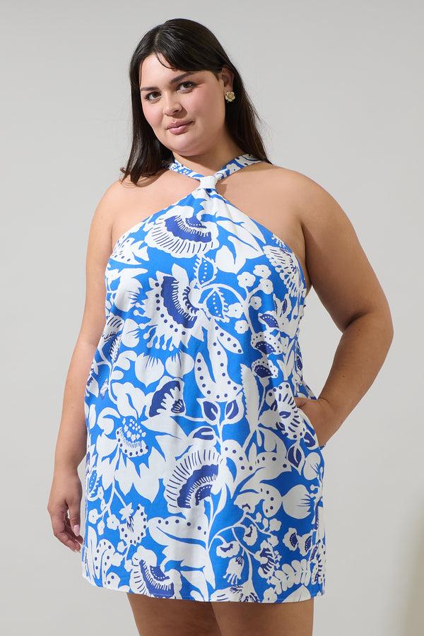 sugarlips Ronan Floral Amory Halter Mini Dress Curve