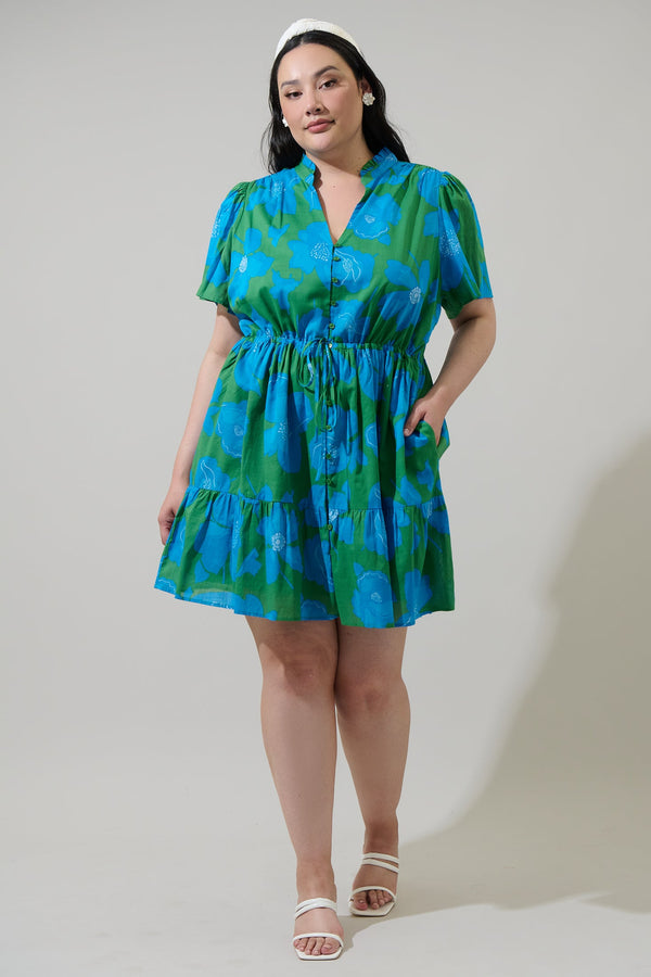 Sugarlips Rori Floral Amo Button Up Mini Dress Curve