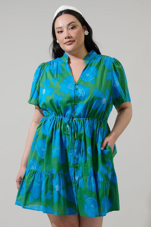 sugarlips Rori Floral Amo Button Up Mini Dress Curve