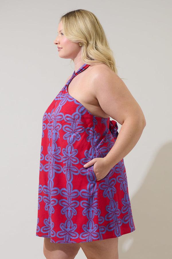 Sugarlips Rory Abstract Amory Halter Mini Dress Curve