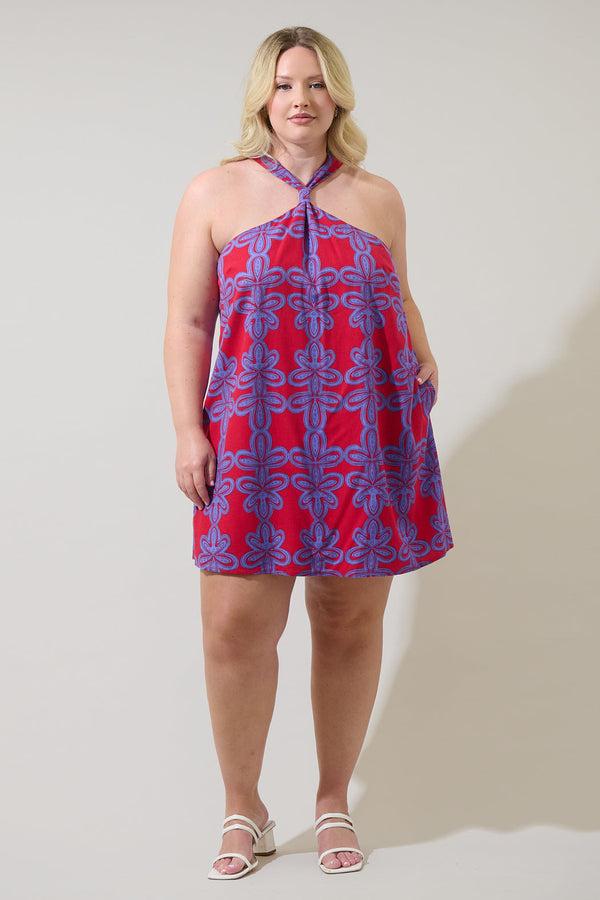 Sugarlips Rory Abstract Amory Halter Mini Dress Curve
