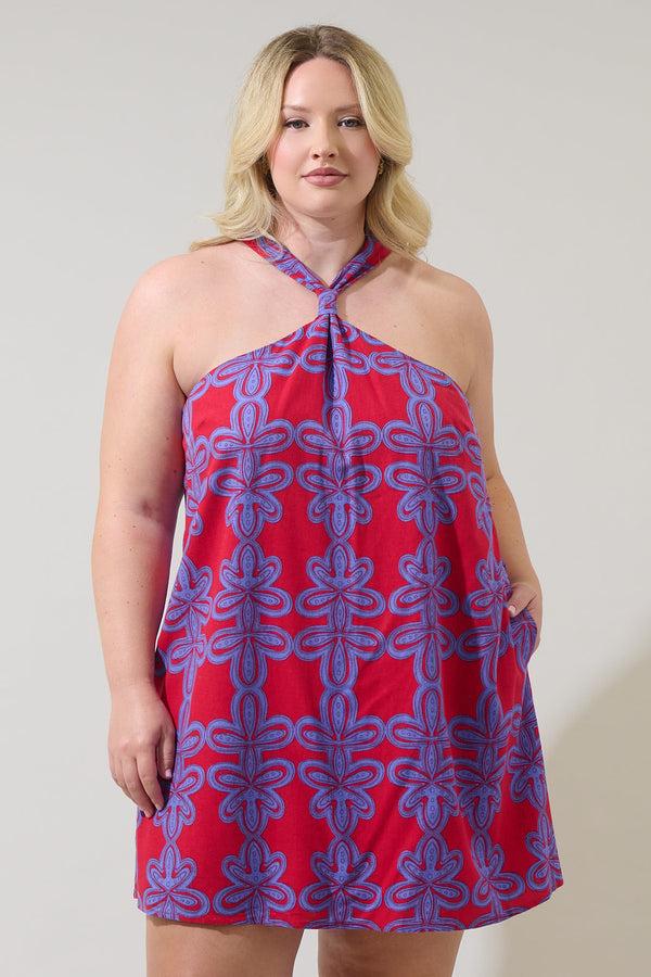 sugarlips Rory Abstract Amory Halter Mini Dress Curve