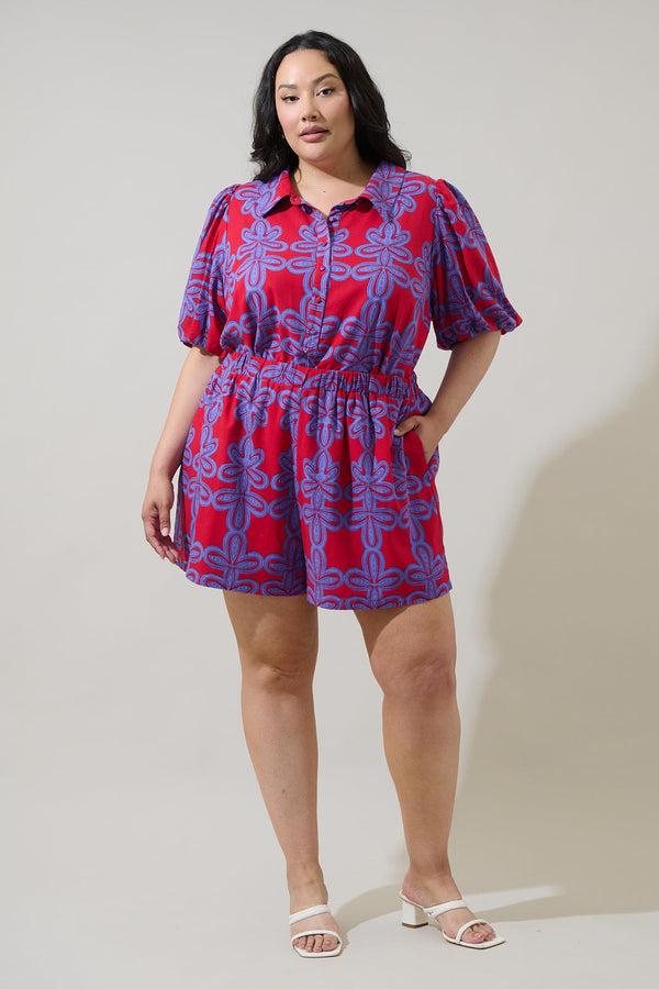 Sugarlips Rory Abstract Clermont Sugarbag Linen Shorts Curve