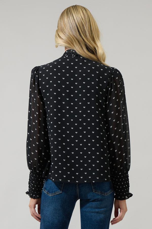 Sugarlips Rosaly Bow Etienne Tie Neck Long Sleeve Blouse