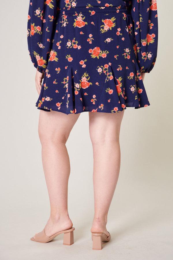Sugarlips Roseanne Floral Lowell Fluted Mini Skirt Curve