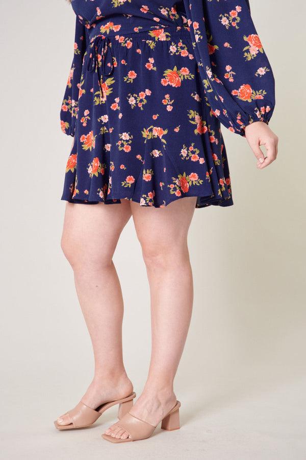 Sugarlips Roseanne Floral Lowell Fluted Mini Skirt Curve