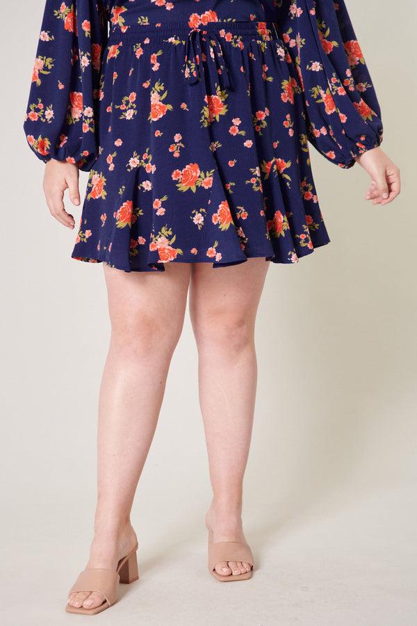 sugarlips Roseanne Floral Lowell Fluted Mini Skirt Curve