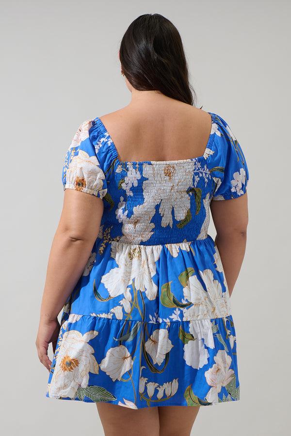 Sugarlips Roswell Floral Romiel Smocked Mini Dress Curve