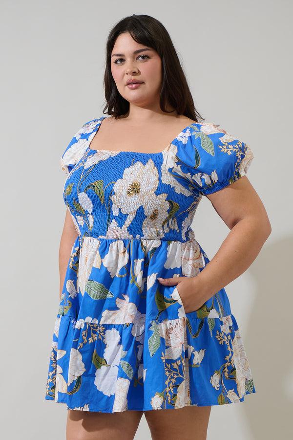 Sugarlips Roswell Floral Romiel Smocked Mini Dress Curve