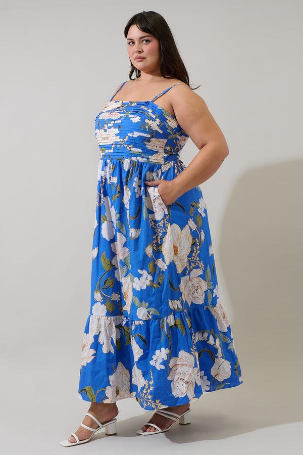Sugarlips Roswell Floral Sima Pleated Maxi Dress Curve