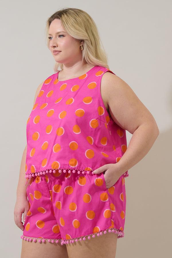 Sugarlips Rosy Polka Dot Taisy Sleeveless Top Curve