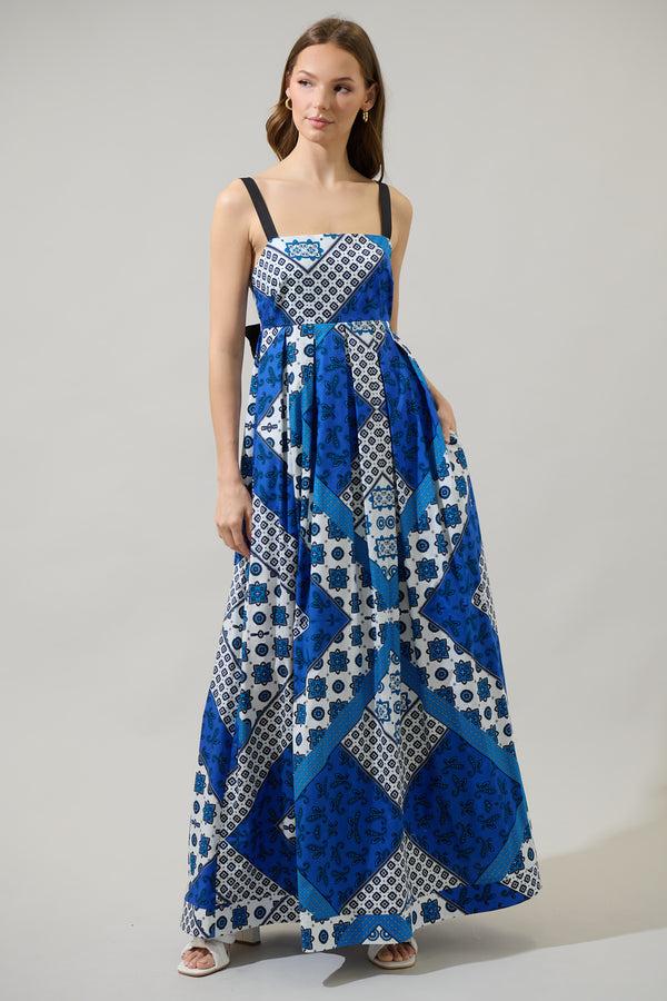 Sugarlips Roxy Fabiola Smock Back Pleated Maxi Dress