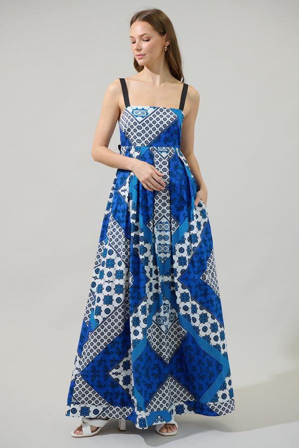 sugarlips Roxy Fabiola Smock Back Pleated Maxi Dress