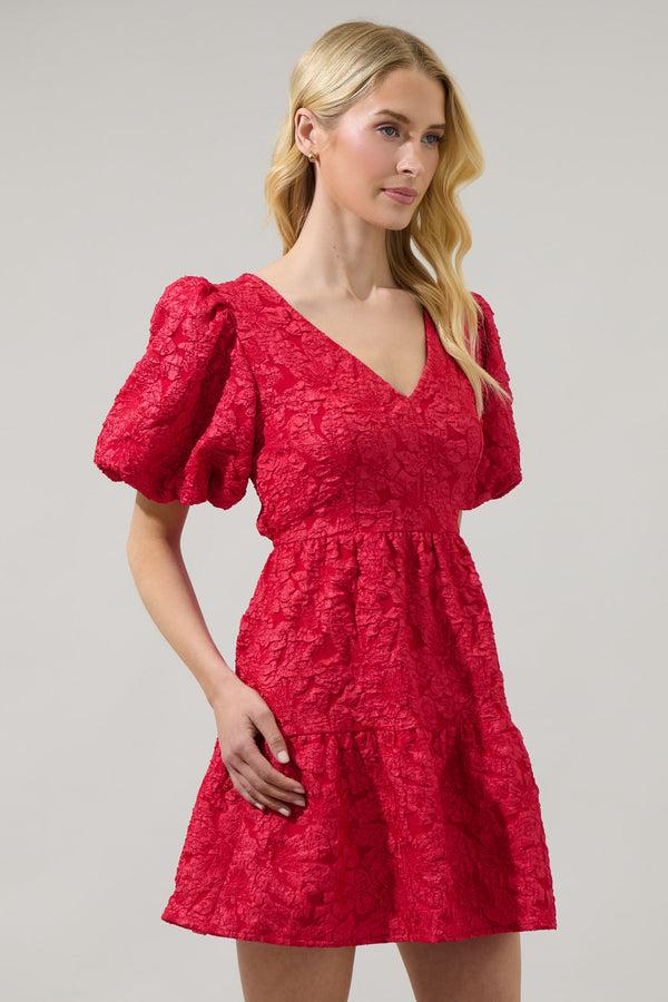 Sugarlips Russa May Floral Jacquard Tiered Mini Dress