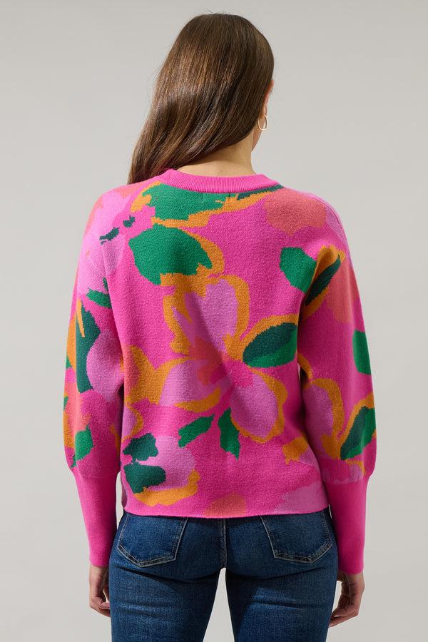 Sugarlips Ruthy Fresh Pick Floral Puff Sleeve Sweater