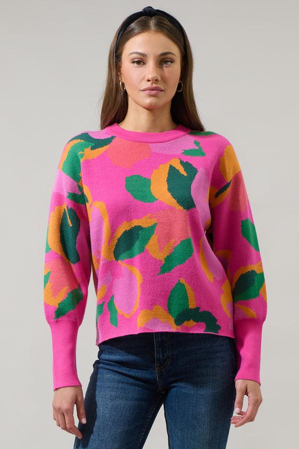 sugarlips Ruthy Fresh Pick Floral Puff Sleeve Sweater