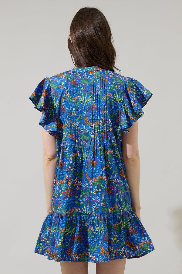 Sugarlips Ruya Floral Lizzy Pleated Ruffle Mini Dress