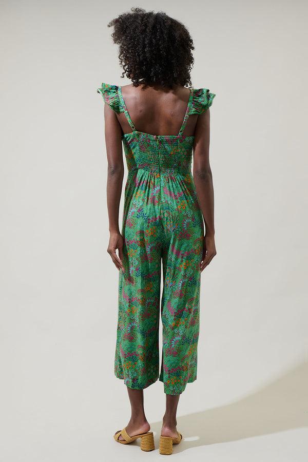 Sugarlips Ruya Floral Montgomery Flouncy Cropped Jumpsuit
