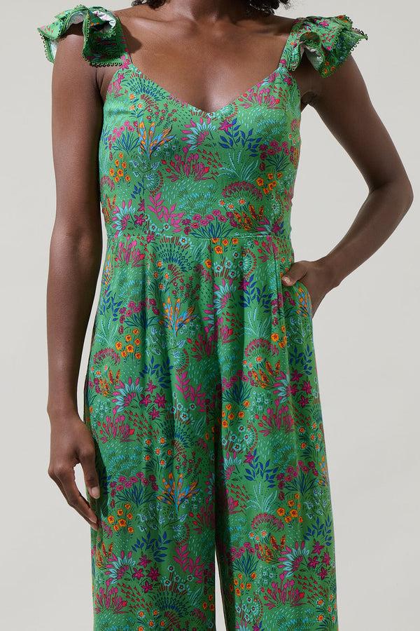 Sugarlips Ruya Floral Montgomery Flouncy Cropped Jumpsuit