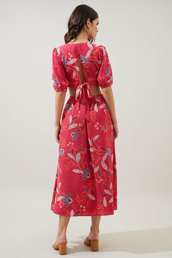 Sugarlips Sable Paisley Terranea Cut Out Midi Dress