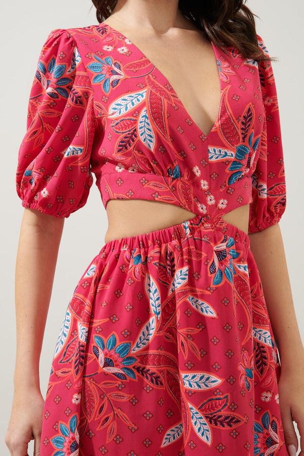 Sugarlips Sable Paisley Terranea Cut Out Midi Dress