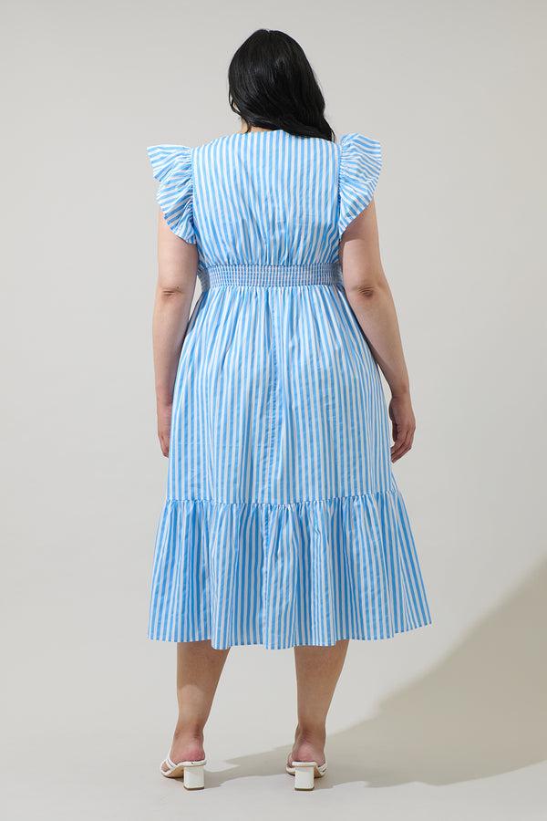 Sugarlips Saida Striped Alara Ruffle Midi Dress Curve