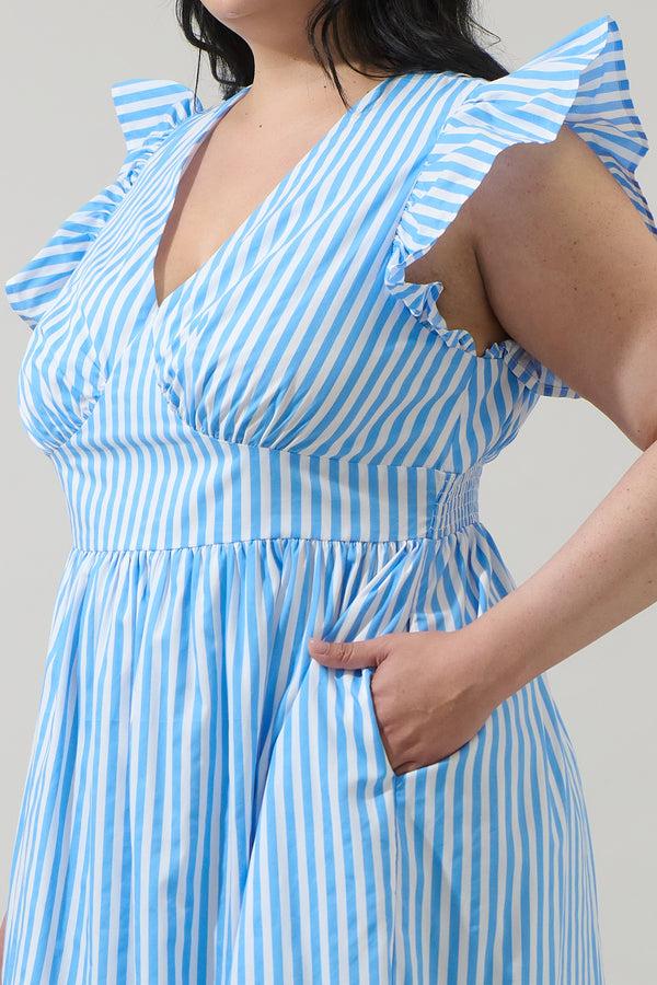 Sugarlips Saida Striped Alara Ruffle Midi Dress Curve