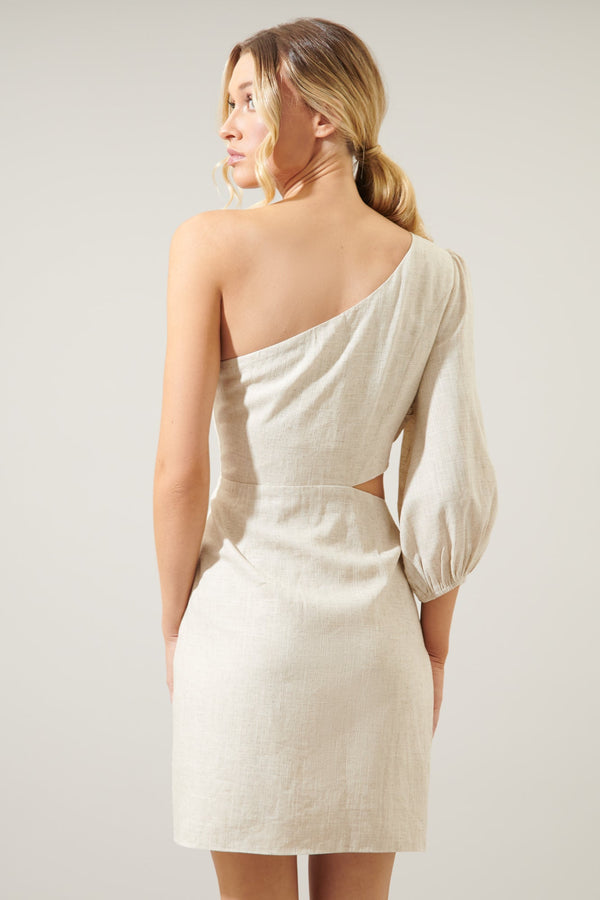 Sugarlips Saint Tropez Hana Cut Out Linen Mini Dress
