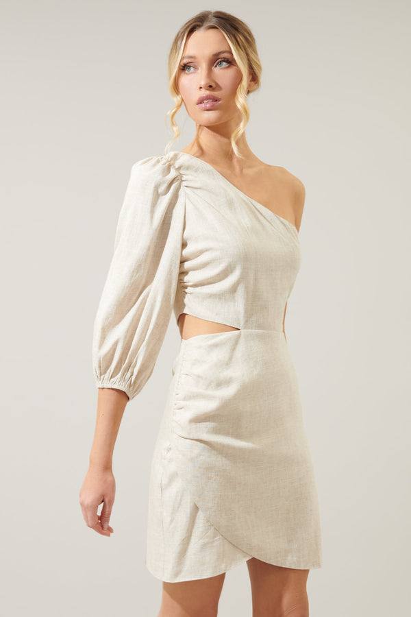 Sugarlips Saint Tropez Hana Cut Out Linen Mini Dress