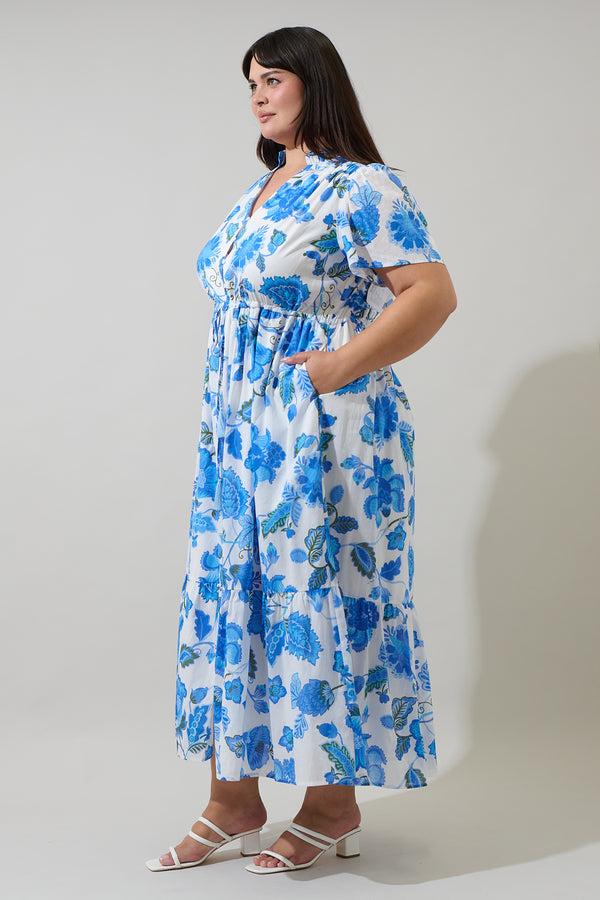 Sugarlips Samian Floral Kissa Button Down Maxi Dress Curve