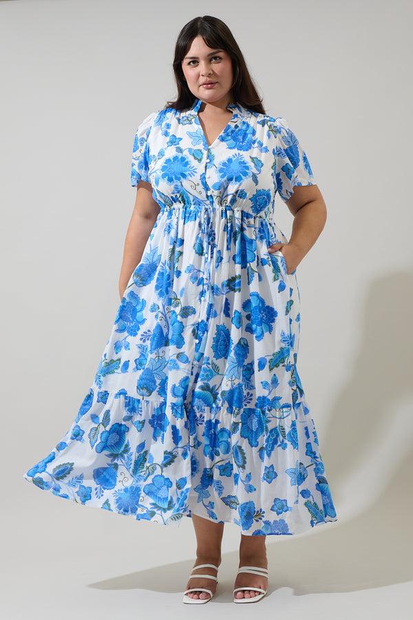 sugarlips Samian Floral Kissa Button Down Maxi Dress Curve