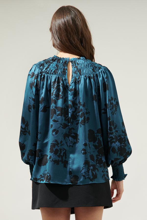 Sugarlips Sammy Floral Bonsoir Smocked Raglan Sleeve Blouse