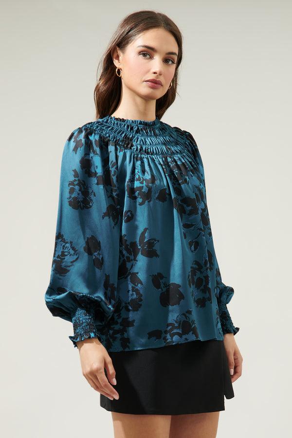 Sugarlips Sammy Floral Bonsoir Smocked Raglan Sleeve Blouse