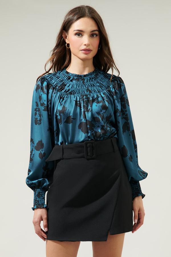 sugarlips Sammy Floral Bonsoir Smocked Raglan Sleeve Blouse