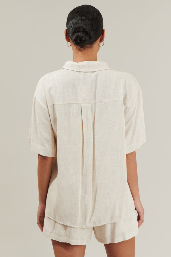 Sugarlips Sandy Shore Otto Short Sleeve Button Down Shirt