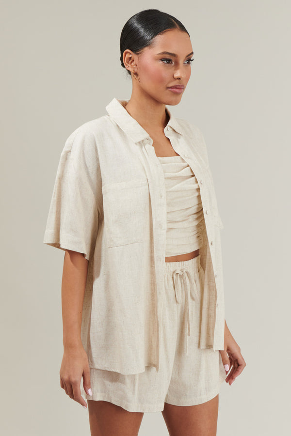 Sugarlips Sandy Shore Otto Short Sleeve Button Down Shirt